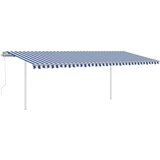  Automatska tenda na uvlačenje sa stupovima 6 x 3 m plavo-bijela | shoptok.hr