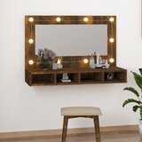 vidaXL Ormarić s ogledalom LED boja dimljenog hrasta 90 x 31,5 x 62 cm Cijene