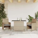 vidaXL Bistro garnitura 3-delna z blazinami bež poli ratan | Shoptok.si