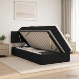  LED krevet za pohranu s madracem Crna 90 x 190 cm Tkanina | shoptok.hr
