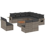  12-dijelni set vrtnih sofa od poliratana s jastucima sivi | shoptok.hr
