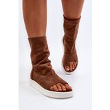 Zazoo Brown Women's Suede Sandals with Upper 3441 | Shoptok.si