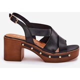 Zazoo Leather Heeled Sandals 1081 Black | ePonuda.com