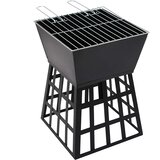  2-u-1 posuda za vatru i roštilj 34 x 34 x 48 cm čelična | shoptok.hr