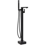 vidaXL Prostostoječi tuš s pipo za kad črn iz nerjavečega jekla 90 cm | Shoptok.si