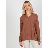 Fashion Hunters Brown, loose-fitting women's blouse made of SUBLEVEL viscose Cene