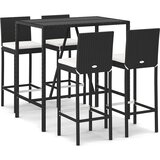  5-dijelni vrtni barski set od poliratana s jastucima crni Crna 110 cm table length | shoptok.hr