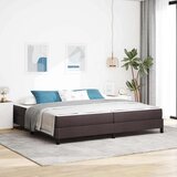 Box Postelja z vzmetnico z vzmetnico Temno rjava 200 x 200 cm blago Cene