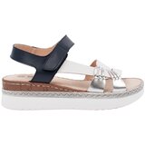 GOODIN White and navy platform sandals with metallic embellishment | Shoptok.si