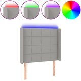 vidaXL LED posteljno vzglavje svetlo sivo 93x16x118/128 cm blago, (20793553) Cene