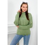 Kesi Dark mint sweater with decorative ruffle Cene