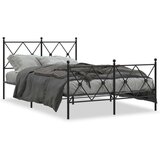 Metalni okvir kreveta uzglavlje i podnožje crni 120x190 cm | shoptok.hr