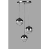 Opviq Küre 3 Lü tepsili siyah Füme Camlı Sarkıt dark grey chandelier | Eponuda.com