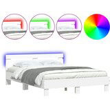  The Living Store Posteljni okvir z vzglavjem in LED bel 150x200 cm - Posteljni Okvir, (21442621) | Shoptok.si