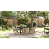 vidaXL Blagovaonski set 7 pcs Svijetlo siva i crna 200x100x74 cm | shoptok.hr