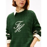 Tommy Hilfiger Pulover temno zelena / naravno bela | Shoptok.si