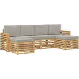  Set vanjskih sofa 6 kom. Bijela i svjetlosiva Poliester Smeđa 257 x 122,5 x 73 cm | shoptok.hr