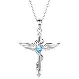 Ogrlica Wing Cross - Srebrna / Plava KP28838 | shoptok.hr