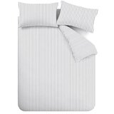 Catherine Lansfield Siva enojna flanelna posteljnina 135x200 cm Stripe – Cene