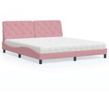 vidaXL Postelja z vzmetnico roza 180x200 cm žamet | Shoptok.si