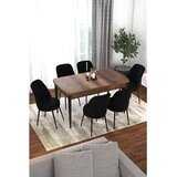 Hanah home trpezarijski set Kor, sto na razvlačenje i 6 stolica, ploča u dekoru drveta Baroque, crna tkanina Jerry | Eponuda.com