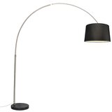 QAZQA Obločna svetilka jeklena tkanina senčnik črna 45 cm - XXL Cene