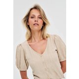 Marisse Beige Blouse With Puffed Sleeves | Shoptok.si