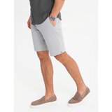 Ombre Men's SLIM FIT structured knit shorts - light grey | Eponuda.ba