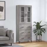 vidaXL Visoka komoda siva sonoma 69,5x34x180 cm inženirski les | Shoptok.si