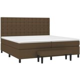 Krevet s oprugama i madracem tamnosmeđi 200x200 cm od tkanine | shoptok.hr