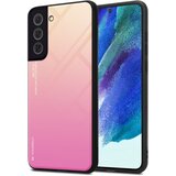  Ohišje, združljiv s Samsungom v rumeni - roza - dvobarvni zaščitni pokrov iz silikona TPU in hrbta iz kaljenega stekla, (20603627) | Shoptok.si