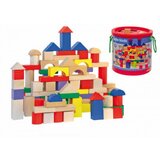 Woody Konstrukcijska igrača barvne/naravne kocke s pokrovom z odprtinami zanje, 100 delov | Shoptok.si