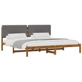  Krevetni okvir s tapiciranim uzglavljem Prirodna i svjetlosiva - Prirodna i svjetlosiva 200 x 200 cm | shoptok.hr