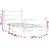 Metalni okvir kreveta s uzglavljem i podnožjem bijeli 100x200cm | shoptok.hr