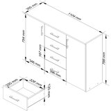 AKORD Komoda, 1 Polica, Bela/Hrast Sonoma, (5000332236) | Shoptok.si