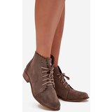 Zazoo Suede Ankle Boots With Flat Heel Dark Beige | shoptok.hr