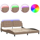 Maison Chic Posteljni okvir - Dvoposteljna postelja - Zakonska postelja z LED lučkami kapučino 180x200 cm umetno usnje-J5661, (21773979) Cene