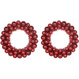 vidaXL Božični venci z kroglicami 2 pcs Rdeča 33 x 33 x 7 cm | Shoptok.si
