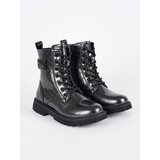 Shelvt Black patent leather girls' lace-up ankle boots Cene