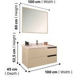 Hanah home Set kupaonskih ormarića s umivaonikom i ogledalom, 2 komada, krem Slike