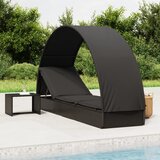 LEŽAJ za sunčanje s krovom crni 211 x 57 x 140 cm poliratan | shoptok.hr