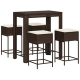  5-dijelni vrtni barski set od poliratana s jastucima smeđi Smeđa 100 x 60.5 x 110.5 cm | shoptok.hr