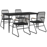  5-dijelni vrtni blagovaonski set od PVC ratana crni Crna Dužina stola 160 cm | shoptok.hr