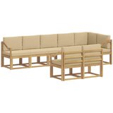 vidaXL Zunanja garnitura za sedenje 8 pcs Bela in bež Poliester, (5000270895) | Shoptok.si