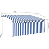 Tenda na ručno uvlačenje s roletom LED 3,5 x 2,5 m plavo-bijela | Eponuda.com