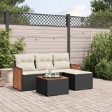 Maison Chic Seti vrtnega pohištva - Vrtna garnitura - Vrtni pohištvo set 5-delna z blazinami črn poli ratan, (21816545) | Shoptok.si