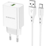  USB punjač sa kablom 1m USB to Type-C 1m BOROFONE BN5 Sunlight single port QC3.0 set white | Eponuda.ba