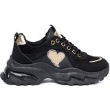 Shelvt Black sneakers with a decorative gold heart Cene