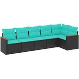 vidaXL Vrtni set od 6 dijelova s jastucima crni poliratan - Crna i plava Bez stola 1 | shoptok.hr