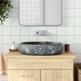 Nadgradni umivaonik sivi ovalni 59 x 40 x 15 cm keramički | shoptok.hr